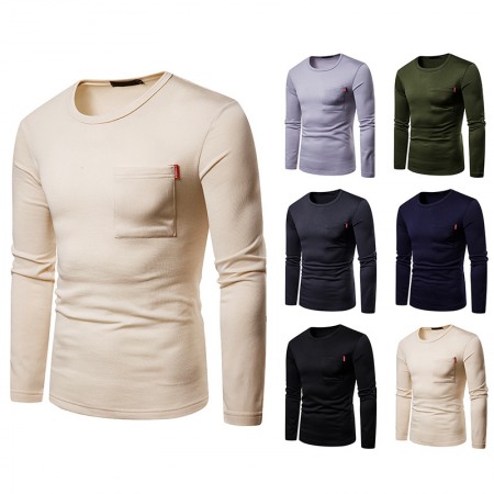 Men's Plus Size Plus Velvet Warm Long-Sleeved Round Neck T-Shirt Bottoming Shirt